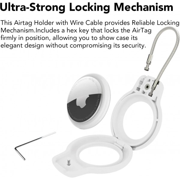 Compatible with Apple AirTag Secure Holder with Wire Cable, 2 Pack Air Tag Lock Case Keychain Key Ring Key Chain Luggage tag for Keys, Luggage & More Men Women's Keyrings & Keychains